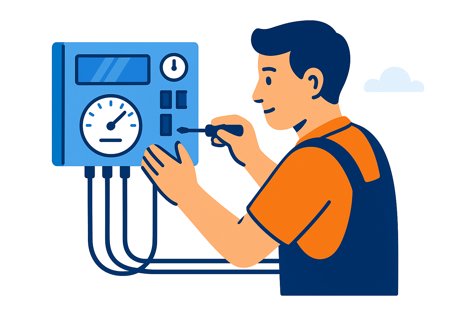 Técnico instalando sistema de monitorización