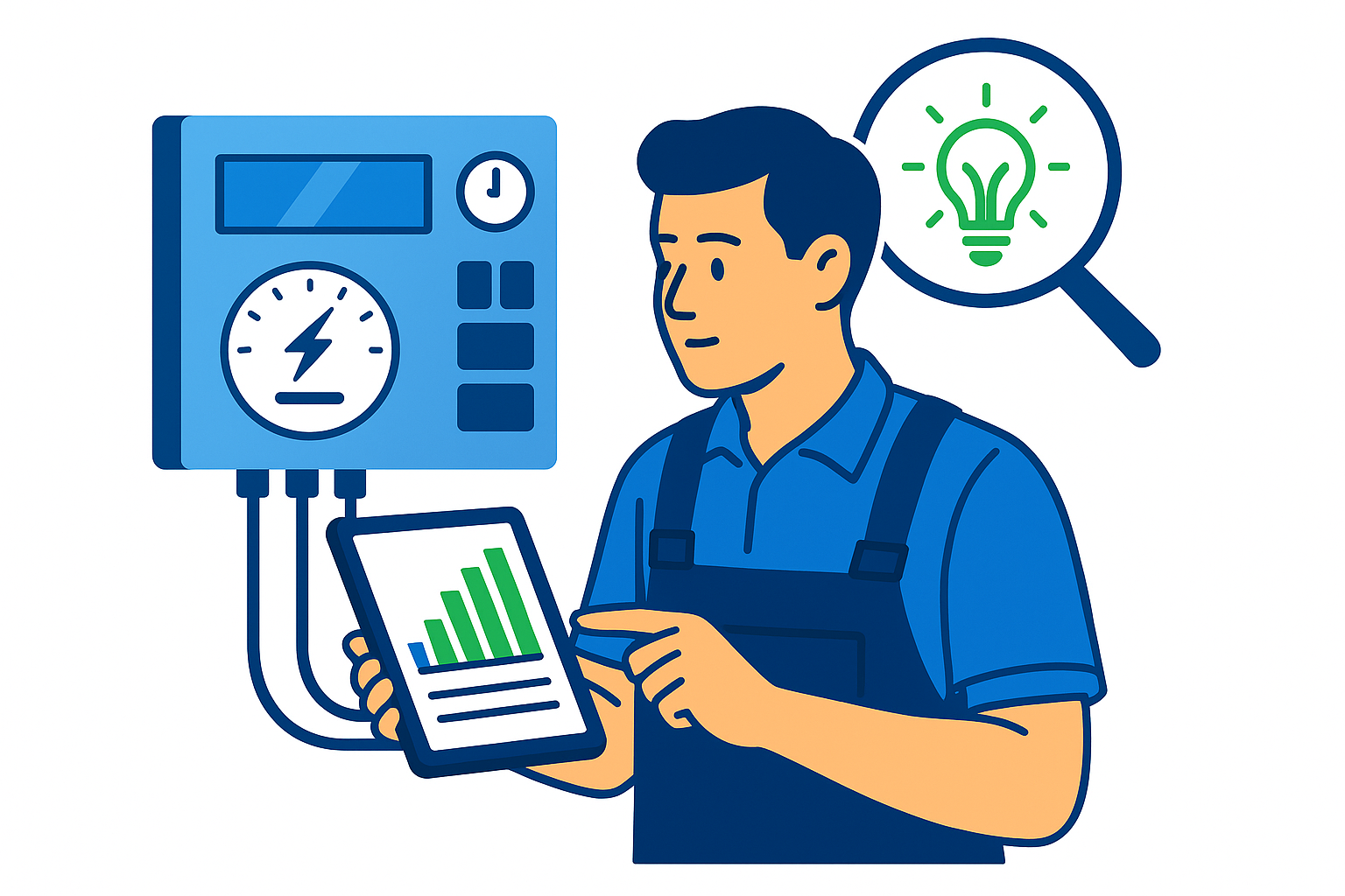 Técnico haciendo una monitorización energética