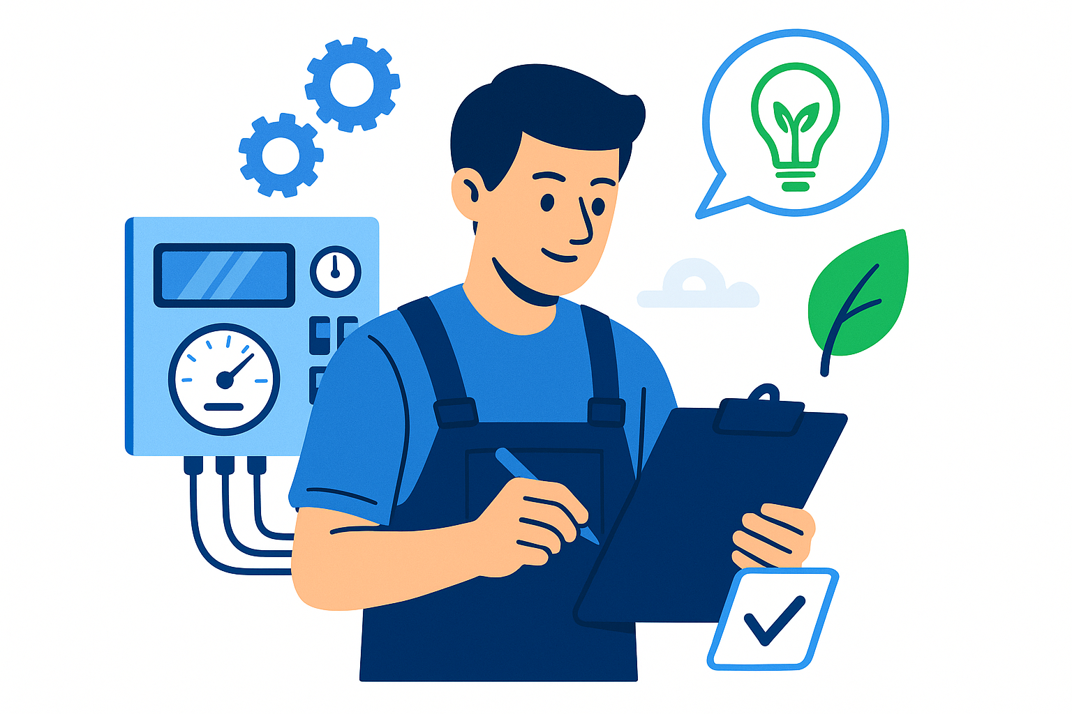 Un técnico haciendo una auditoría energética