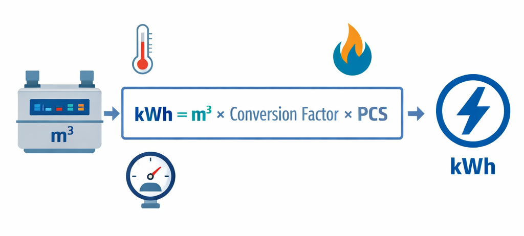 Cómo se convierte el gas de metros cubicos a kwh
