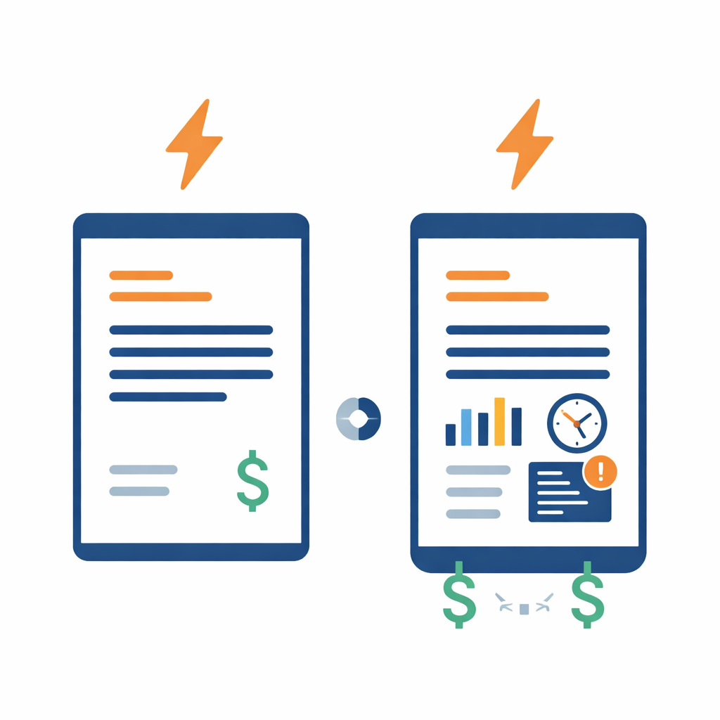 comparación de contratos de energía mostrando diferencias en condiciones y costes para empresas asesoramiento energético profesional